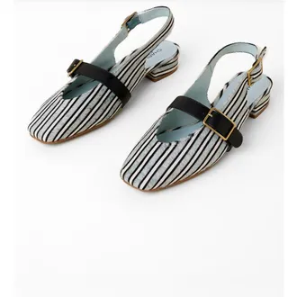 Charlotte Stone Rose Slingback Flat in Powder Stripe at Nordstrom, Size 11