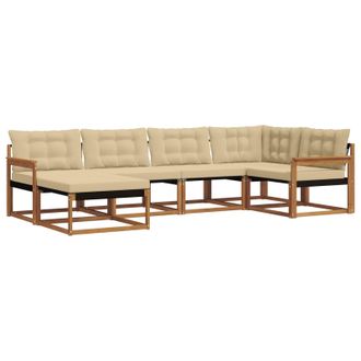 vidaXL Conjunto De Sof&aacute;s De Exterior Con Coj&iacute;n 6 Pcs Natural Y Beige Vidaxl