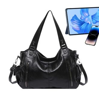 Generic Large Capacity Tote Bag - Fashion Shoulder Bag, Womens PU Leather Casual Bags with Spacious Interior for Work Travel or Shopping, Stylish Everyday Han