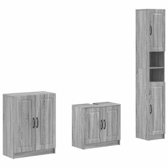 vidaXL Juego De Armarios De Ba&ntilde;o De 3 Piezas Utrecht Sonoma Gris Vidaxl