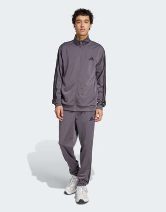 adidas Sportswear - Tuta sportiva basic in tricot grigia con logo a 3 strisce-Grigio
