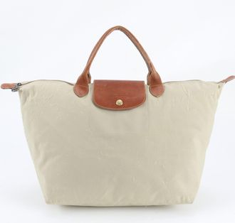 Longchamp Leather Nylon Shoulder Bag Tote Bag (Pre-Owned)
