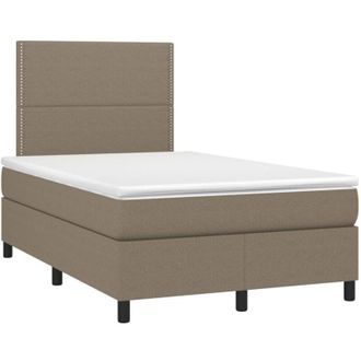 vidaXL Cama Box Spring Con Colch&oacute;n Y Led Tela Gris Taupe 120x200 Cm Vidaxl