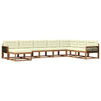vidaXL Conjunto De Sof&aacute;s De Exterior Con Coj&iacute;n 8 Pcs Natural Y Crema Vidaxl