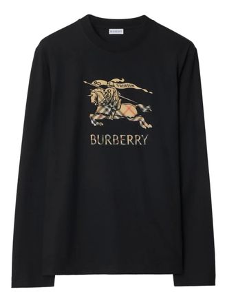 Burberry long-sleeved equestrian-knight design T-shirt - Black