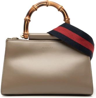 Gucci Pre-owned Gucci Mini Calfskin Web Bamboo Nymphaea Satchel Ladies NMX62PW808OKZDUU