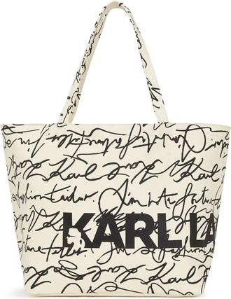 Karl Lagerfeld Borsa tote con stampa - Bianco