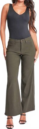 YMI Hyperstretch High Rise Wide Leg Pants In Olive