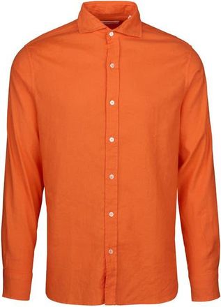 Swims Santorini Stretch Linen & Cotton Button-Up Shirt in Swims Orange at Nordstrom, Size Xx-Large