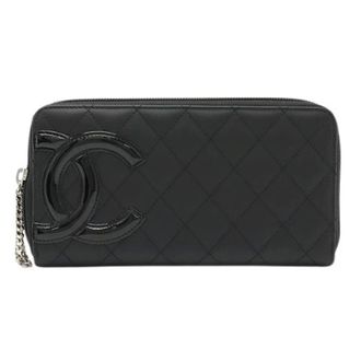 Chanel Pre-owned Cambon Line Zip Wallet Black Pink - Dames - Pre-owned - Zwart - Maat: ONE Size Leer