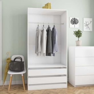 vidaXL Vidaxl - Armario De Madera Contrachapada Blanco 100x50x200 Cm
