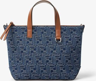 Fendi Small Tote Bag Denim Effect Ff