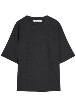R&oacute;he Oversized Merino Wool T-shirt - Black - 34 (UK6 / XS)