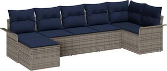vidaXL Conjunto De Sof&aacute; De Jard&iacute;n 7 Uds. Gris Claro Rat&aacute;n Sint&eacute;tico Vidaxl
