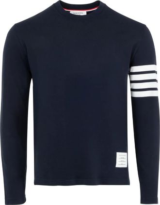 Thom Browne T-shirt a maniche lunghe con dettaglio a 4 righe - Blu