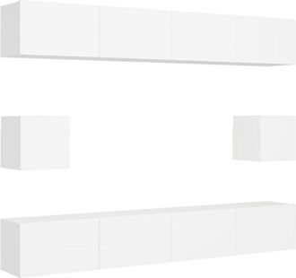 vidaXL 6 Piece tv Cabinet Set White Engineered Wood Vidaxl