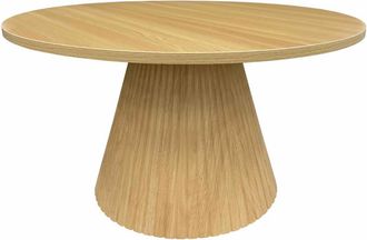 Oviala Mesa de centro redonda moderna de 80 cm con efecto madera clara