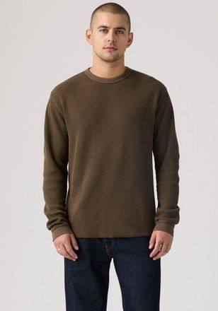 Levi's Langarmshirt LEVIS, Herren, Gr. XL, garment dye h225 maitake braun, Feinripp, Obermaterial: 100% Baumwolle, loose fit normal, Rundhals, B&uuml;ndchen, Shir