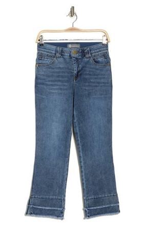 Democracy Double Layer Fray Hem Kick Flare Jeans in Mid Blue Artisanal at Nordstrom Rack, Size 10P