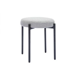 Miliboo Taburete Bajo Apilable De Tejido Efecto Aterciopelado Texturizado Gris Claro Y Metal Negro 41 Cm Kiko