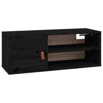 vidaXL Vidaxl - Armario De Pared De Madera Maciza De Pino Negro 80x30x30 Cm