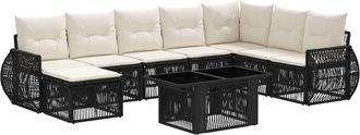 vidaXL Conjunto De Sof&aacute;s De Jard&iacute;n 9 Uds. Negro Y Blanco Crema Vidaxl