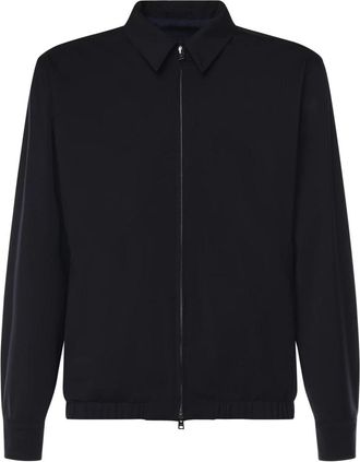 Herno Shacket in Lichtgewicht Diagonaal - Heren - Vesten met rits - Blauw - 3XL - Leer - Hoodies & sweatvesten
