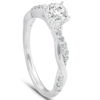 Pompeii3 3/4Ct Diamond Infinity Engagement Ring Set 14k White Gold Maching Woven Band