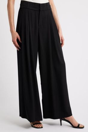 Wit & Wisdom Skyrise Triple Pleat Palazzo Pants in Black at Nordstrom, Size 12