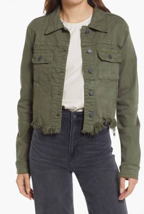 Hidden Jeans Destructed Denim Jacket In Olive