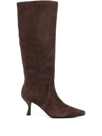 Marc Ellis pointed-toe suede knee-high boots - Brown
