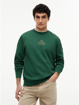 Tommy Hilfiger Mens TH Performance Logo Sweatshirt - Street Green - L
