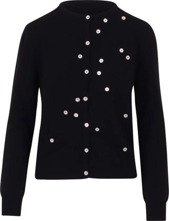 Vivetta Cardigan met decoratieve knoopapplicaties - Dames - Vesten - Zwart - M - Truien & Vesten
