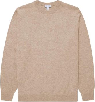 Sunspel Cashmere Crew - Heren - Ronde hals truien - Beige - XL - Denim - Truien & Vesten