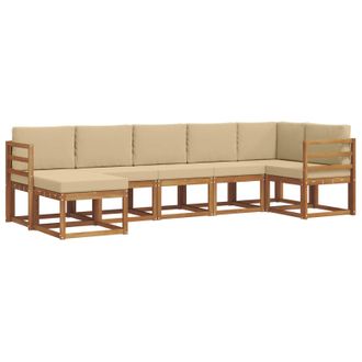 vidaXL Conjunto De Sof&aacute;s De Exterior Con Coj&iacute;n 7 Pcs Natural Y Beige Vidaxl