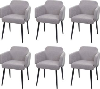 Hhg [nunca Usado] Lote De 6 Sillas De Comedor Hhg-073, Silla Tapizada Silla De Cocina Con Reposabrazos, Tela/textil Metal Mvg, Gris