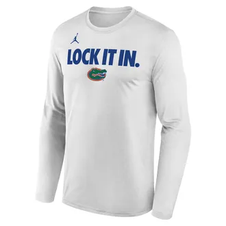 Nike Jordan Florida 2026 On-Court Bench Nike Mens Dri-FIT College Long-Sleeve T-Shirt in White | M22284P870FLUN-WHT