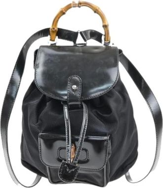 Gucci Pre-owned Backpacks, female, Black, Size: ONE SIZE Pre-owned Nylon Backpack