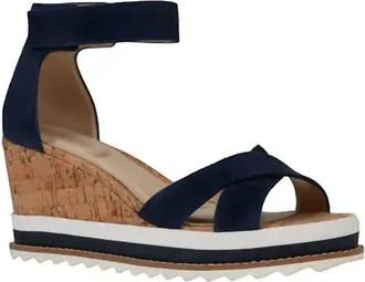 Pelle Moda Womens Westyn Platform Wedge Sandal In Midnight