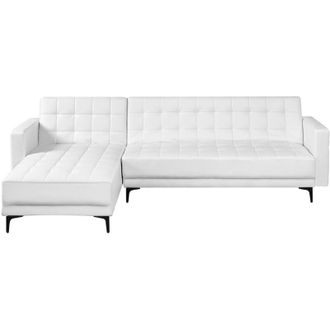 Beliani Divano letto angolare in ecopelle bianco versione destra Aberdeen