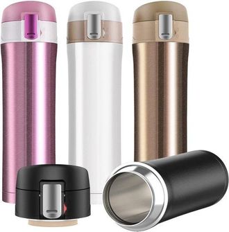 OEM Botella T&eacute;rmica De Doble Capa, Botella De Agua Aislada De Acero Inoxidable De 500 Ml, Vaso Reutilizable, 22,5 X 6,5 Cm, Negro, 22,5 X 6,5 Cm