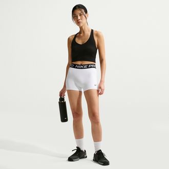 Nike Womens Nike Pro Mid-Rise 3 Biker Shorts in White | IQ1037-100