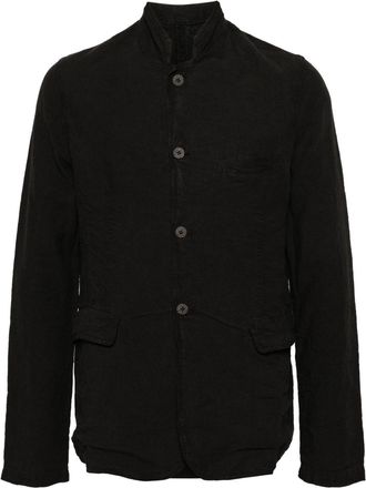 Poéme Bohémien linen shirt jacket - men - Cotton/Linen/Flax - 54 - Black