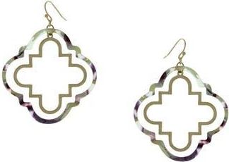 Olivia Welles Aria Geometric Quatrefoil Drop Earrings in Gold /Purple at Nordstrom Rack