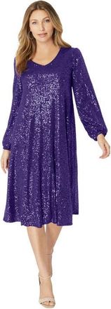 Roaman's Sequin Swing Dress in Midnight Violet at Nordstrom, Size 12