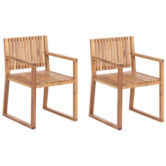 Beliani Beliani - Conjunto De Sillas De Jard&iacute;n De Madera De Acacia Certificada Marr&oacute;n 80 X 59 Cm Dise&ntilde;o Cl&aacute;sico Sassari Ii