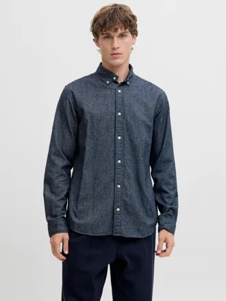 Jack & Jones Langarmhemd JACK & JONES JPRBLUBARKLEY FLANNEL X-MAS L/S SHIRT CH, Herren, Gr. XS, N-Gr, schwarz navy, Web, Obermaterial: 100% Baumwolle, kariert, reg