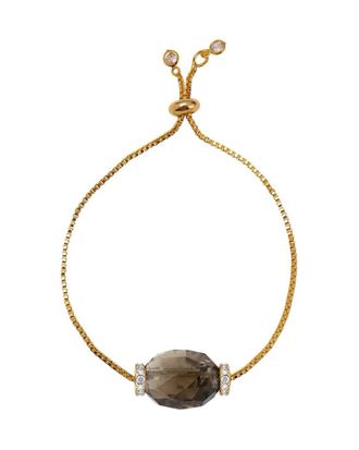 Liv Oliver 18K Plated 22.20 Ct. Tw. Smokey Quartz Cz Bracelet