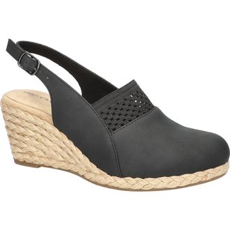 Easy Street Aloha Slingback Espadrille Wedge Pump in Black at Nordstrom, Size 8.5