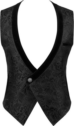 Generic Mens Gothic Steampunk Medieval Clothing Tailcoat Gothic Vest for Men Slim Fit Suit Vest Formal Wedding Party Gothic Steampunk Leather Halloween Utilit